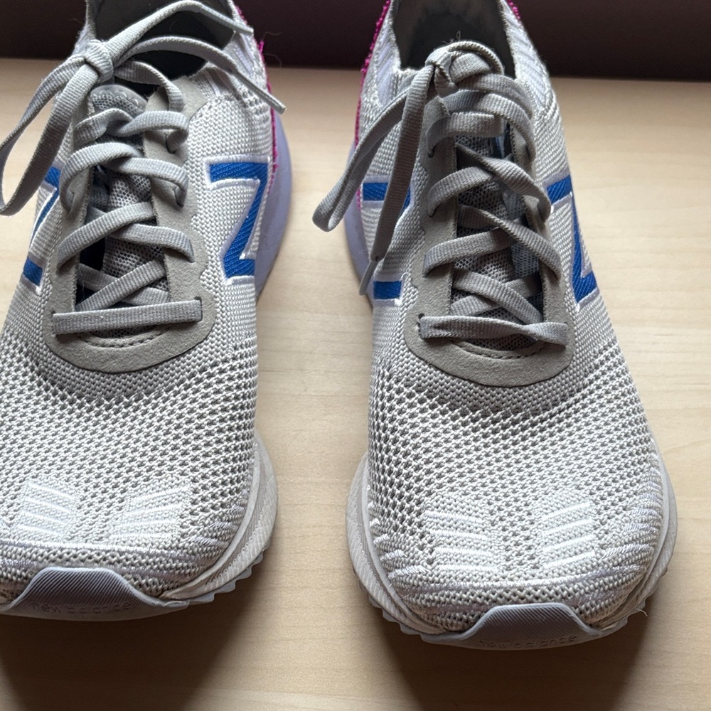 New Balance Women's Gray Sneakers with Blue and Pink Accents